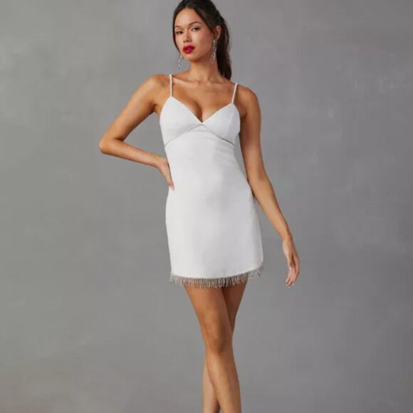 My Playful Side Rhinestone Mini Fringe Dress | VICI White Large | Brand New NWT - Picture 4 of 4